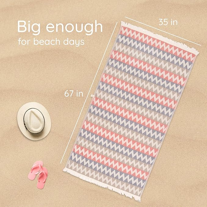 Turkish Beach Towel 35”x67” – 100% Cotton, Quick Dry, Lightweight Oversized - Image 4
