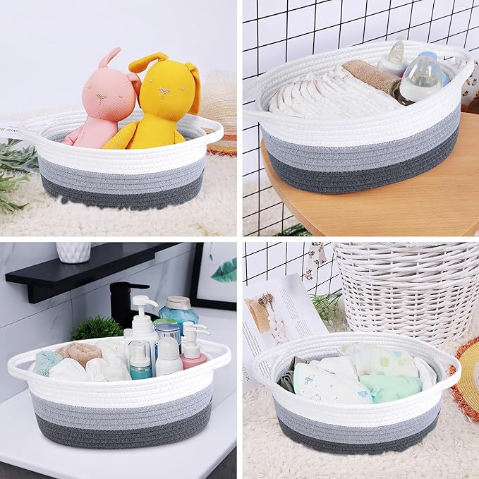 ABenkle Small Basket, Rope Room Shelf Storage Basket, Cat Dog Toys Basket Chest - Image 6
