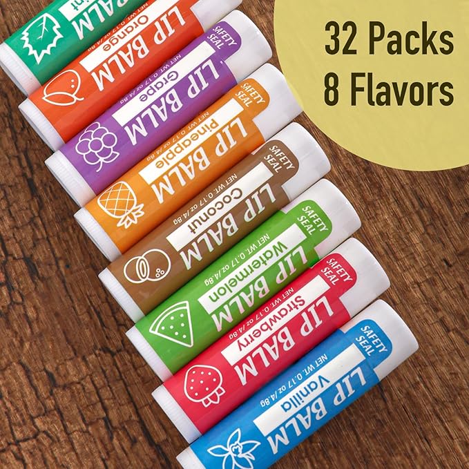 YesBes 32 Pack Lip Balm, Natural Lip Balm Bulk - Image 2