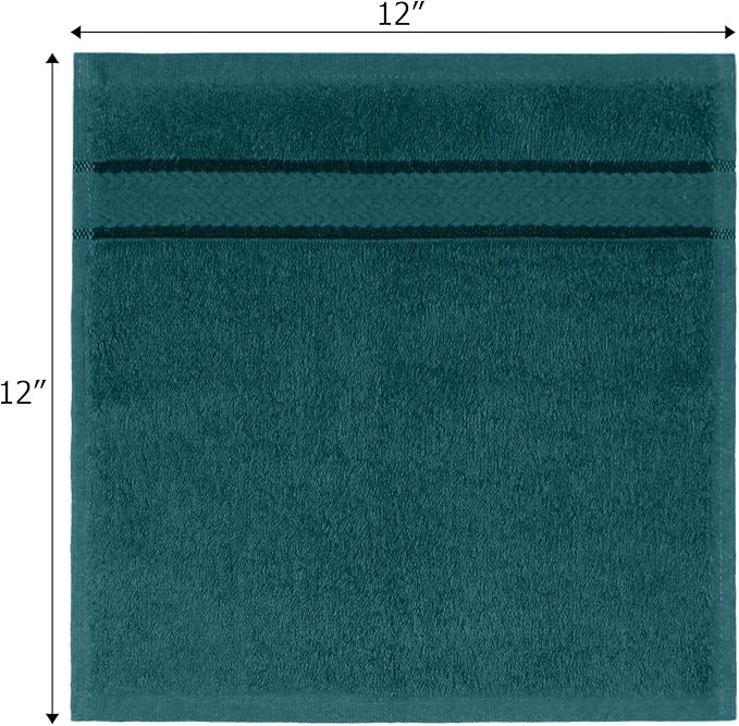 Cotton Craft Ultra Soft 12 Pack Wash Cloths 12x12 Teal Weighs 2 Ounces Each - Image 2