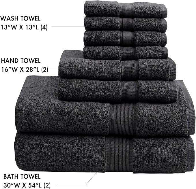 Madison Park 800GSM Bathroom Towel Set of 8 100% Cotton Bath Towel Set - Image 4