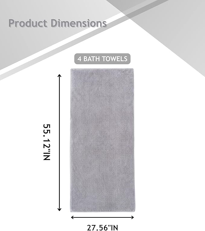 sakano 4-Piece Bath Towel Set, Quick-Dry Absorbent Lint Free & Launder Soft - Image 2