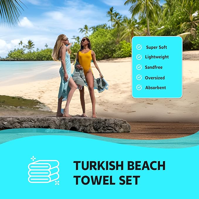 HAVLULAND Turkish Beach Towels, Oversized 40"x72" Turkish Bath Towel, Highly - Image 6