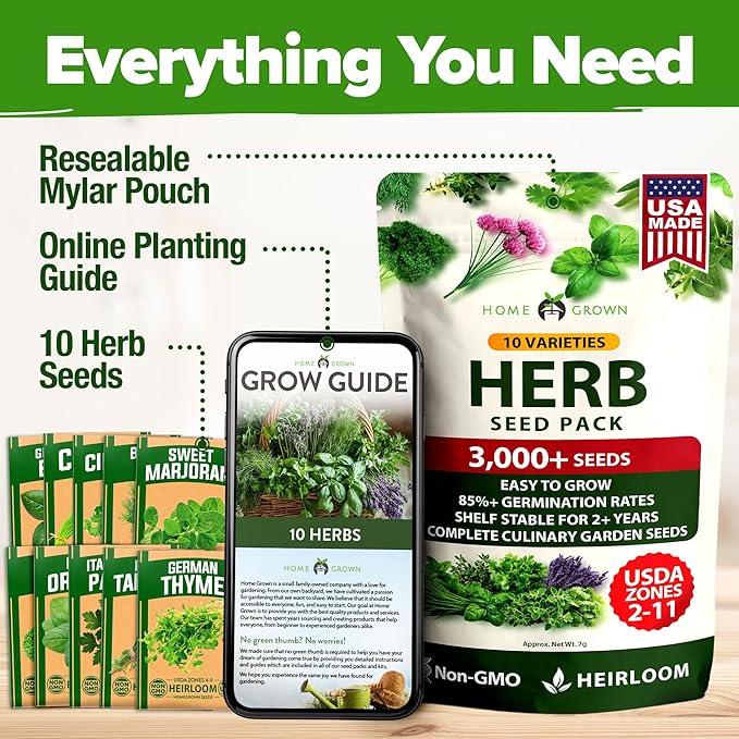 HOME GROWN 10 Herb Seeds for Planting 3, 000+ Non-GMO Heirloom Seeds | Extra - Image 8