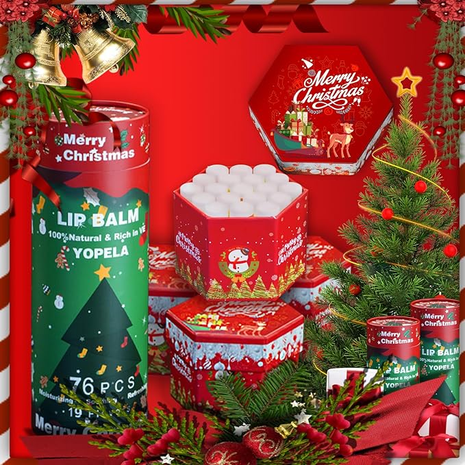 Yopela 76 Pack Christmas Natural Lip Balm Bulk - Image 7