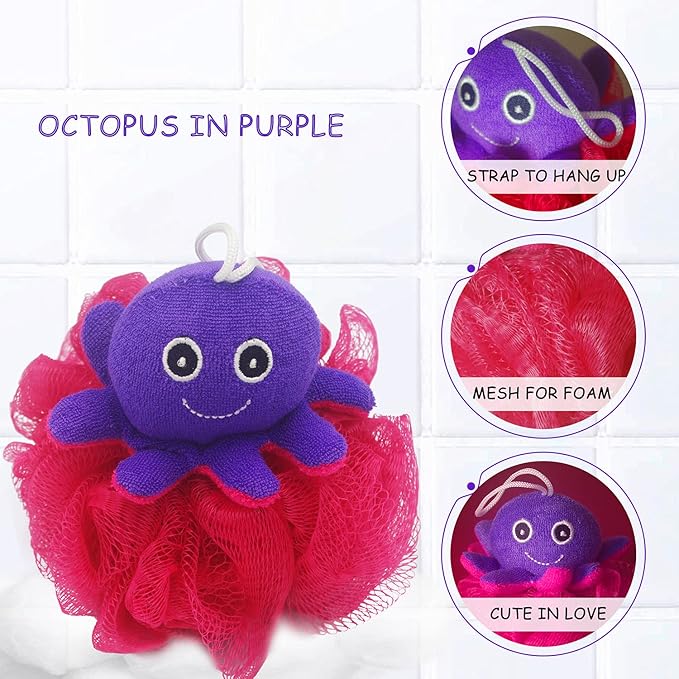Lovely Animal Design Kids Exfoliating Bath Scrubber Body Scrubber Shower Ball - Image 6