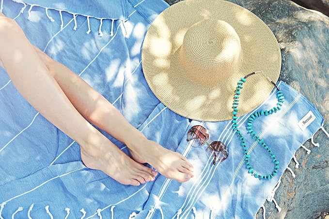 Bersuse Towels Anatolia XL Beach Blanket Throw Blanket Turkish Towel 100% - Image 6