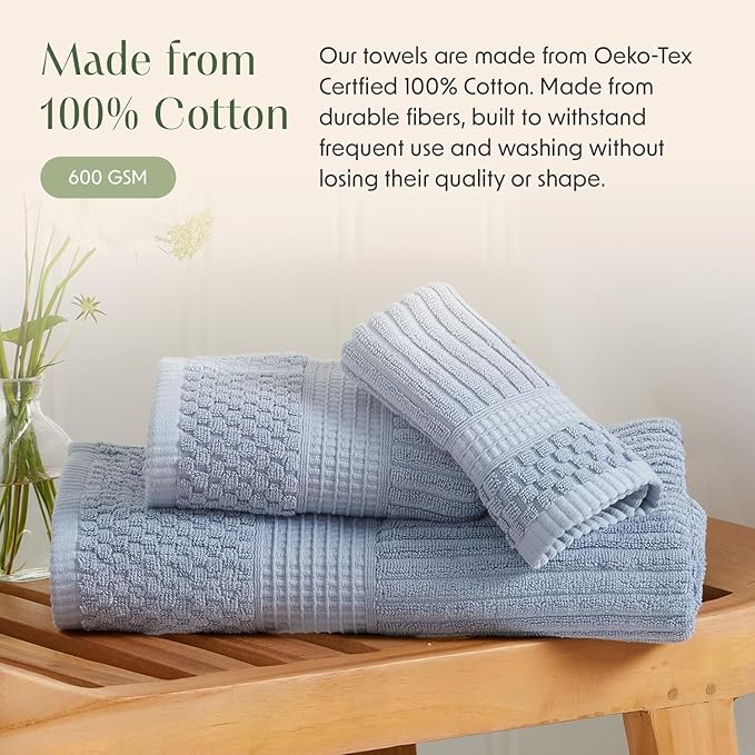 Springtree Home 100% Cotton Bath Towel Set of 4 | Super Soft & Absorbent - Image 7