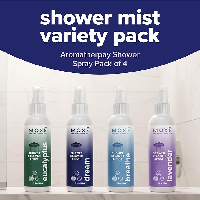 MOXE Aromatherapy Shower Mist Variety Pack, Eucalyptus, Breathe and Dream - Image 3