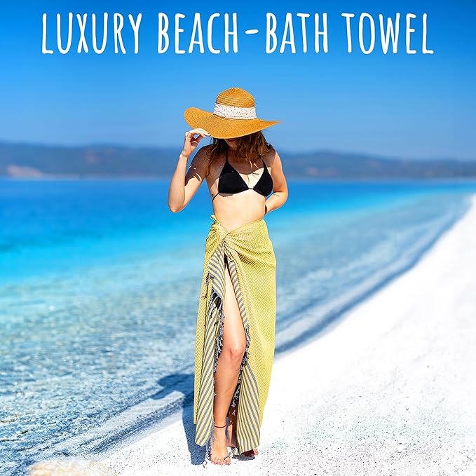 Ray Silver Turkish Beach Towel Oversized 40x71 100% Cotton Sand Free Quick Dry - Image 2