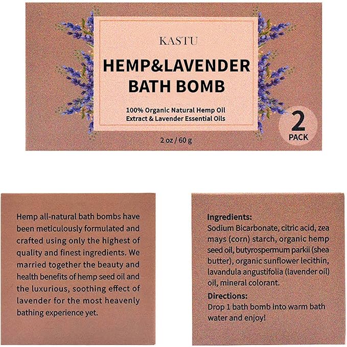 Bath Bombs, 2 Pack Fizzy Spa Gift Natural Hemp Oil Extract and Lavender - Image 5