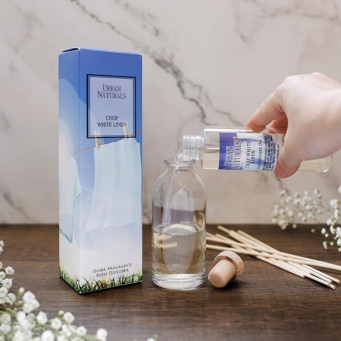 Urban Naturals Crisp White Linen Reed Diffuser Gift Set | - Image 4
