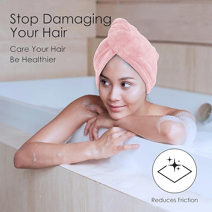 TENSTARS 5 Pack Thicken Microfiber Hair Towel Wrap - Image 3