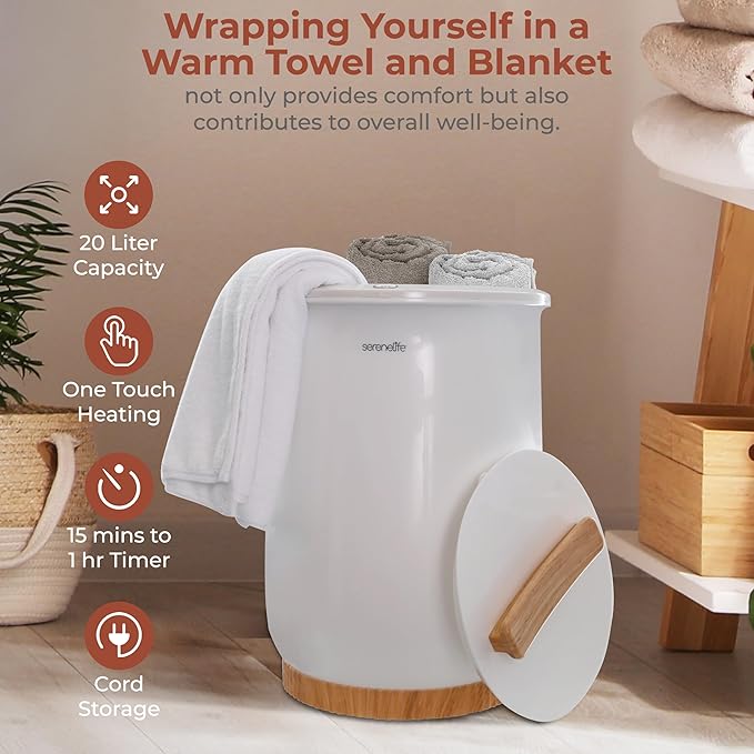 SereneLife Bucket Towel Warmers, Luxury Towel Heater Gifts - Image 9