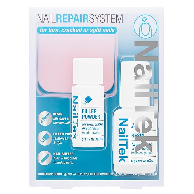 Nail Tek Nail Repair for Damaged Nails – Filler Powder & Resin Kit for Cracked by NailTek