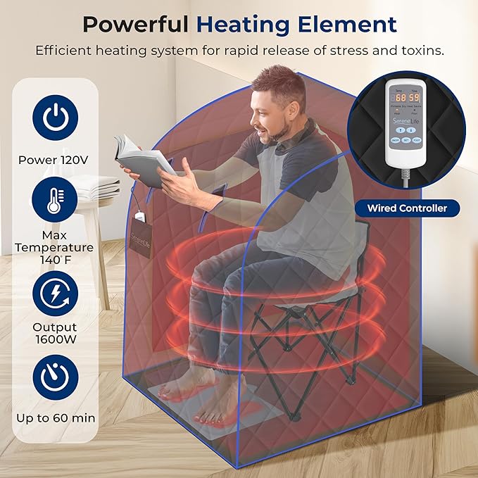 SereneLife Portable Sauna Box for Home, Infrared Sauna Tent - Image 7