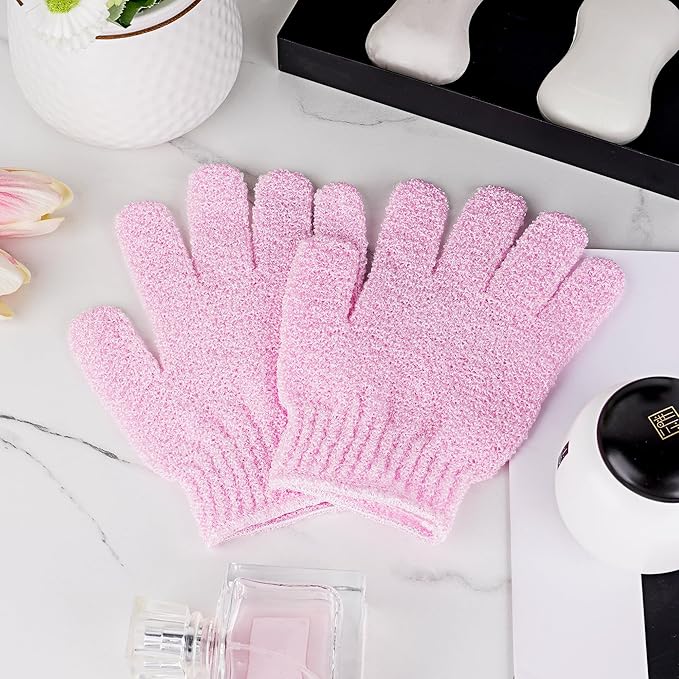 4 Pairs Bath Gloves, Body Scrub Mitts, Shower Scrubber Gloves - Image 4