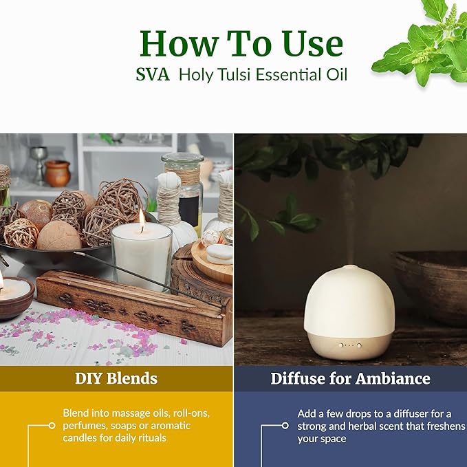 SVA Holy Tulsi Essential Oil – 1/3 Fl Oz – 100% Natural Tulsi Oil - Image 6
