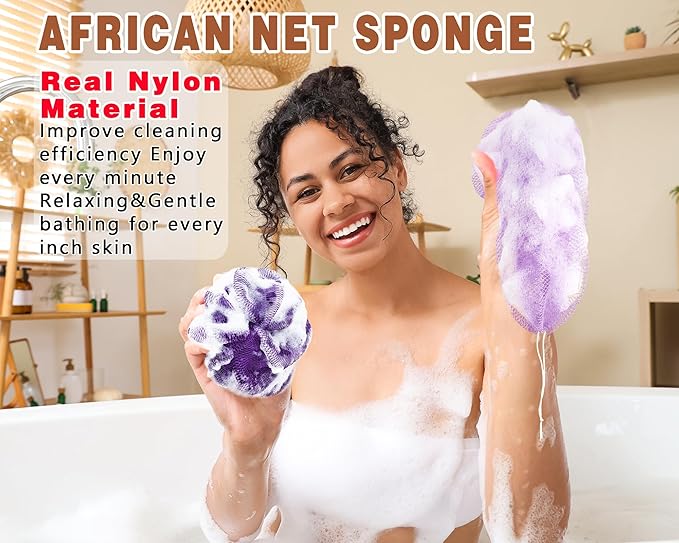 2 Pack African Net Sponge Exfoliating Body Scrubber Bath Sponge - Image 3