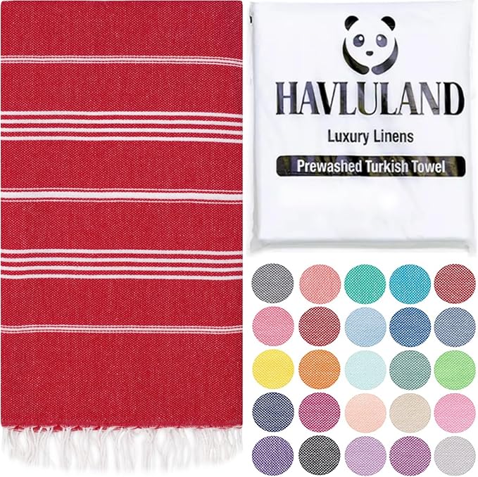 HAVLULAND Turkish Beach Towel Oversized 40"x 72" 100% Turkish Cotton, Sand Free by Havluland
