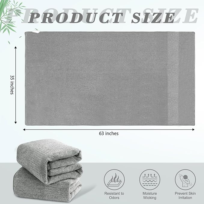 SEISSO Bath Towels Set of 4 Premium Bath Towels 35” x 63” Oversized Towels - Image 2