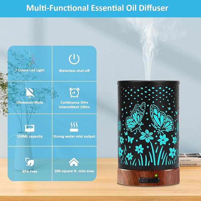 Essential Oil Diffuser - 150ML Metal Aromatherapy Diffuser - Image 3