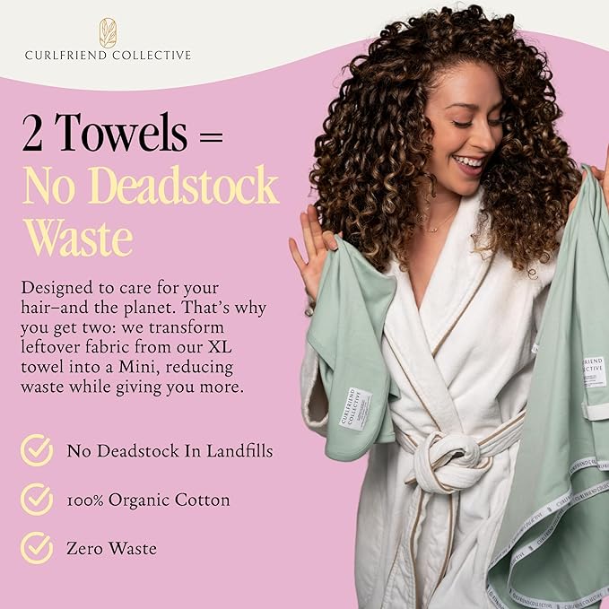 Curlfriend Collective Cotton Cloud T-Shirt Hair Towel Duo – Sage The Day Hair - Image 7