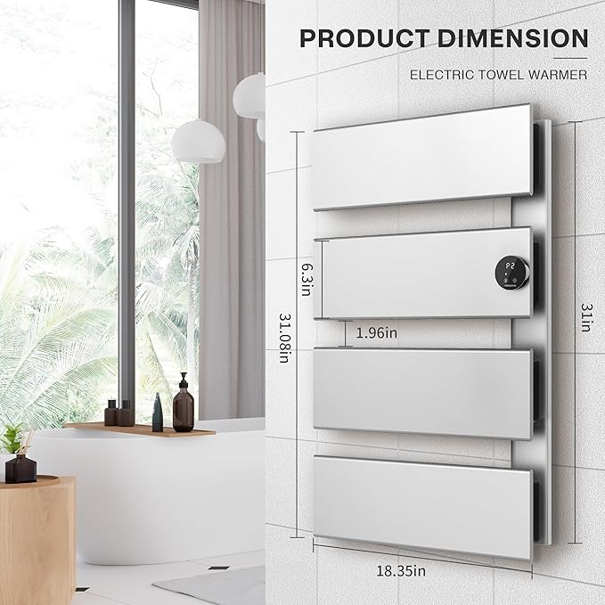 K&KALONZO Electric Towel Warmer, 18.35" W x 31" H Wall-Mounted Towel Heater - Image 7