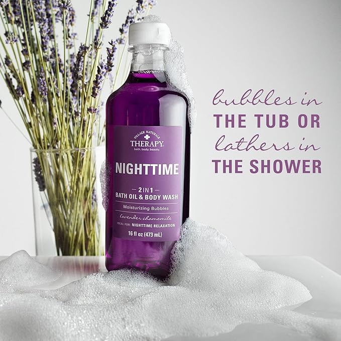 Village Naturals Therapy, Foaming Bath Oil and Body Wash, Nighttime Relief - Image 3