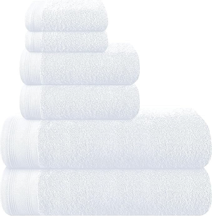 Ultra Soft 6 Pack Cotton Towel Set, Contains 2 Bath Towels 28x55 inch, 2 Hand by Unknown
