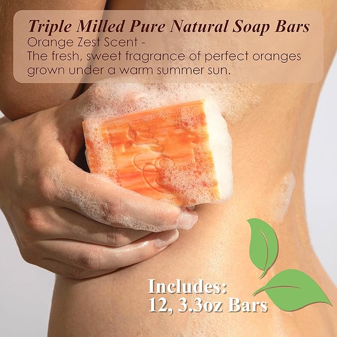 BELA Orange Zest Soap 3.3 OZ Pack of 12, Long Lasting French Triple Milled Bar - Image 2
