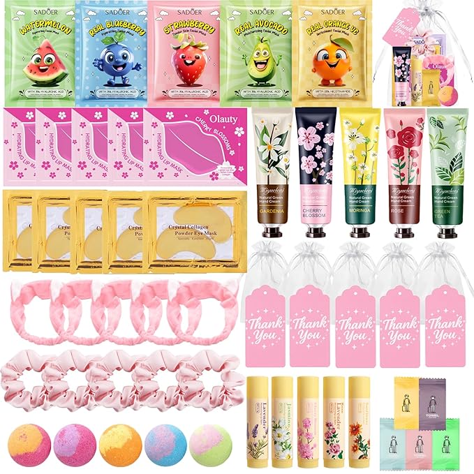 55Pcs Spa Party Supplies for Girls, Spa Party Favors Skincare Fruit Face Masks by NEVERENDINGPURSUIT