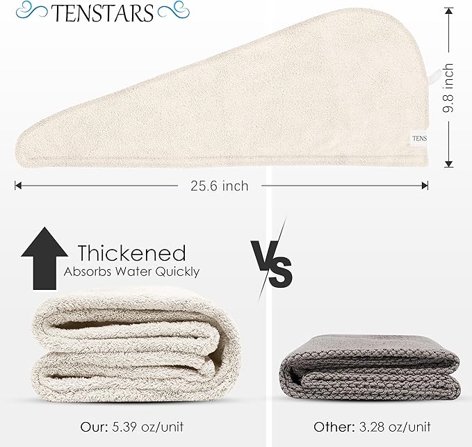 TENSTARS 5 Pack Thicken Microfiber Hair Towel Wrap - Image 7