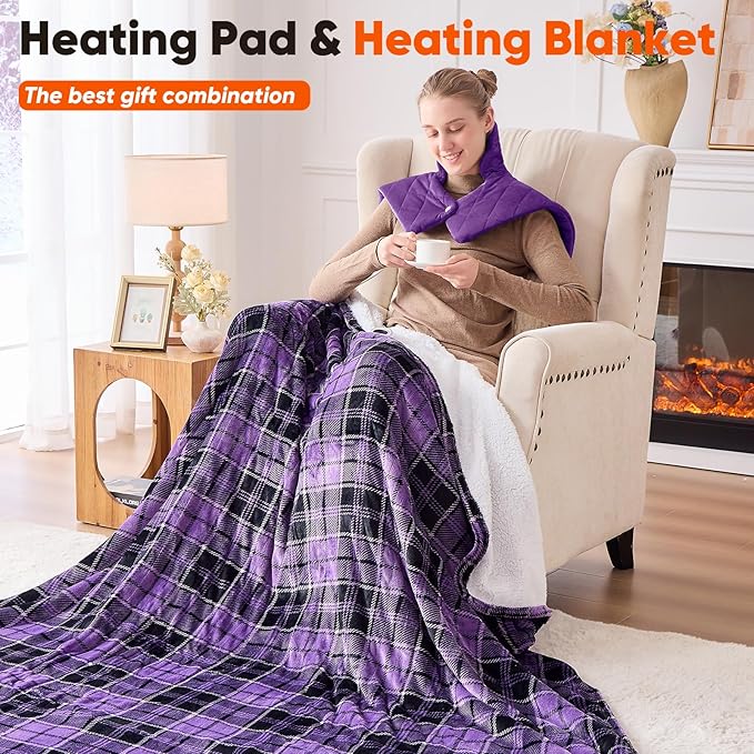 Purple Weighted Heating Pad for Neck Shoulders and Back, Mothers Day Gifts for - Image 9