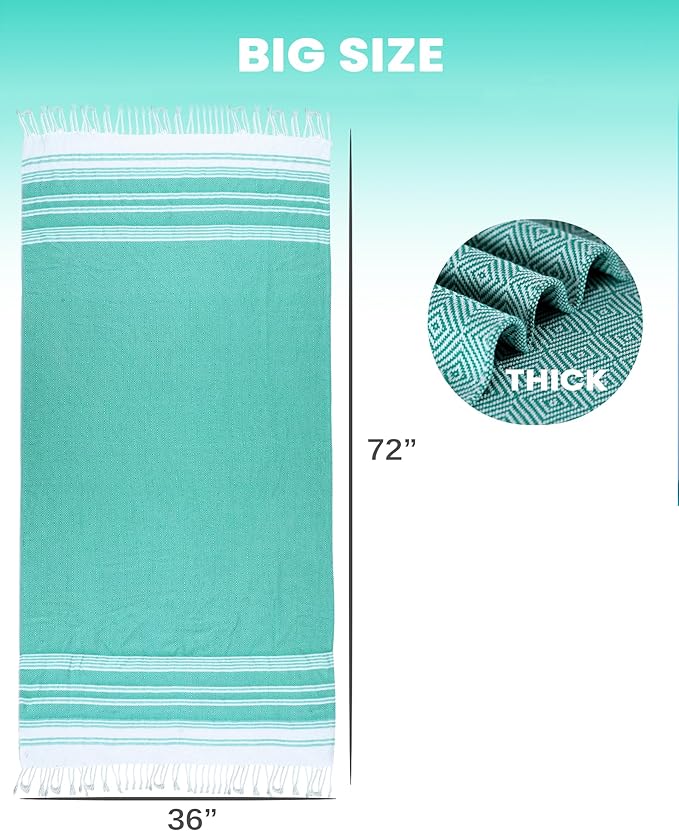 Antfuny 2 Packs Turkish Beach Towels Quick Dry Sand Free Soft Absorbent Extra - Image 5