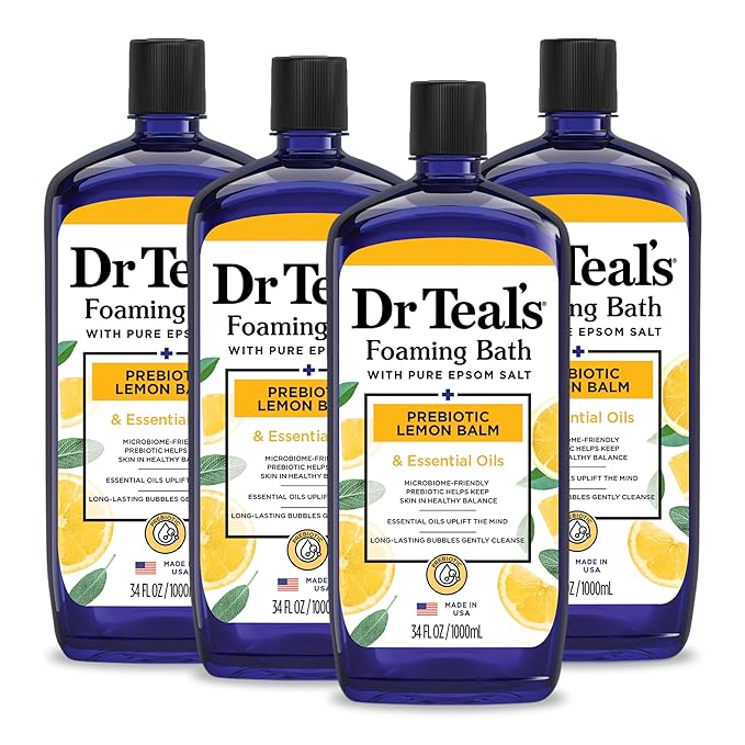 Dr Teal's Foaming Bath with Pure Epsom Salt, Prebiotic Lemon Balm & Essential by DrTeals