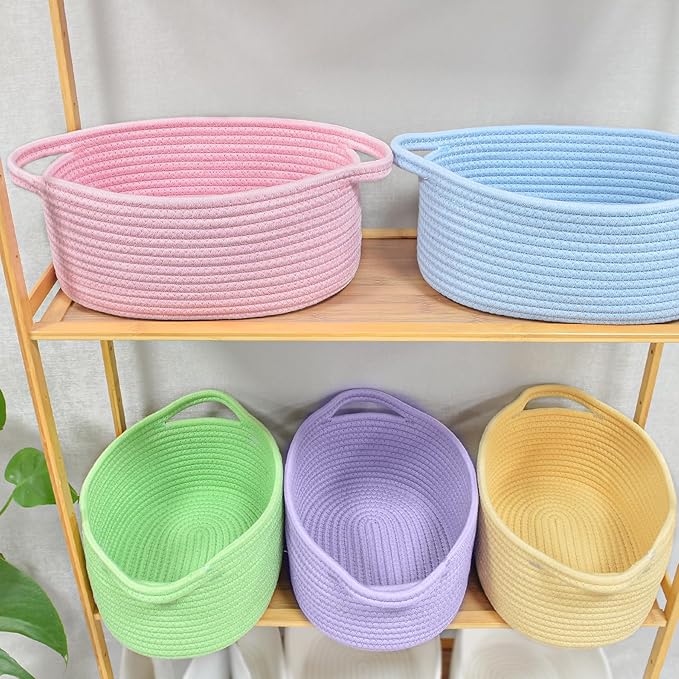 ABenkle Small Basket, Rope Room Shelf Storage Basket, Cat Dog Toys Basket Chest - Image 3