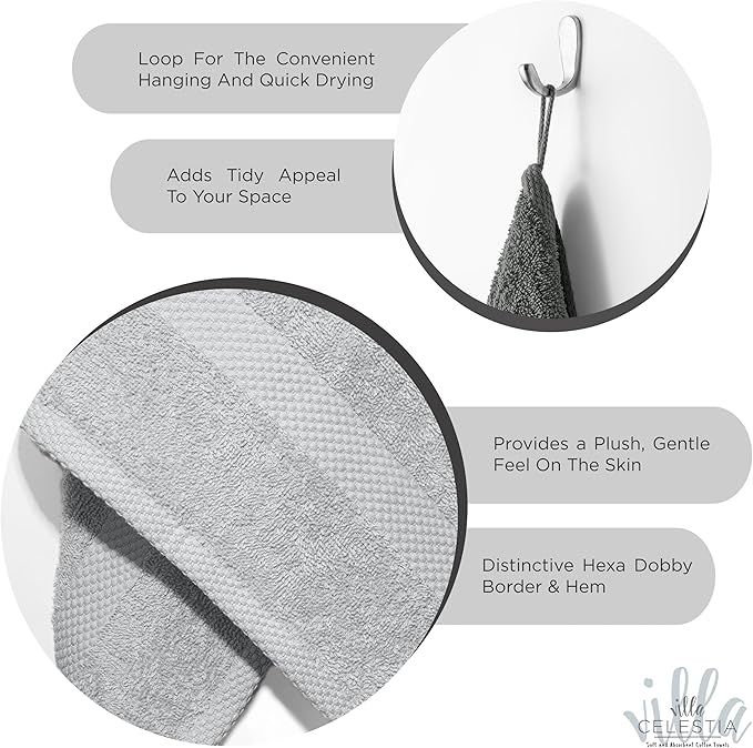 100% Cotton Bath Towel Set of 10-2 Bath Towels, 4 Hand Towels, 4 Wash Cloths - Image 4