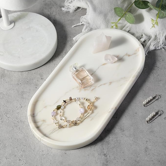 Koville White Marble Tray with Gold Pattern - Image 6