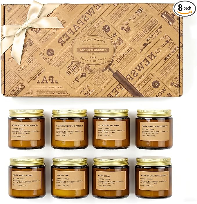 Scented Candles for Home, 8 Pack Soy Wax Candle Set, Aromatherapy Candles by FEIBAO