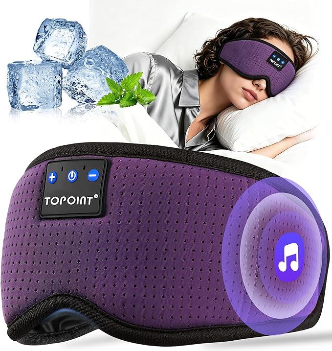 TOPOINT Sleep Mask with Bluetooth Headphones, Breathable Silk Eye Mask - Image 9