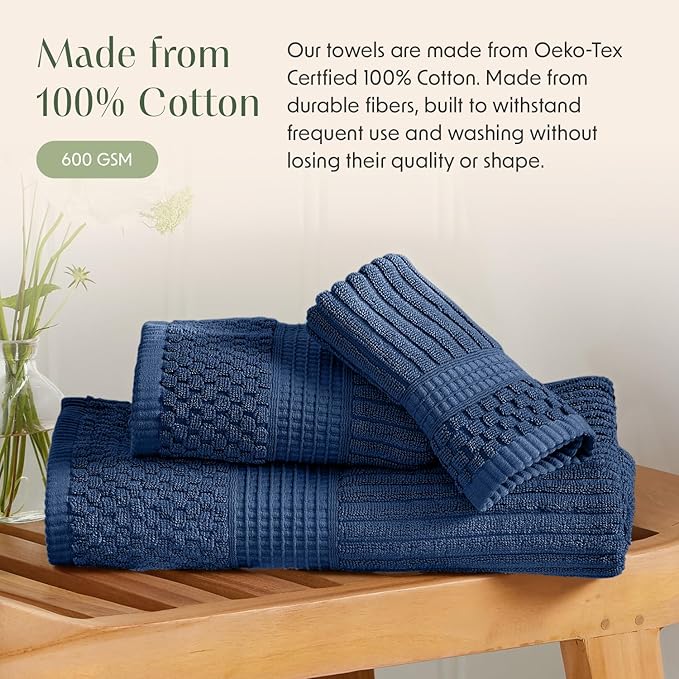 Springtree Home 100% Cotton Bath Towel Set | 6 Piece Set | Absorbent & - Image 5