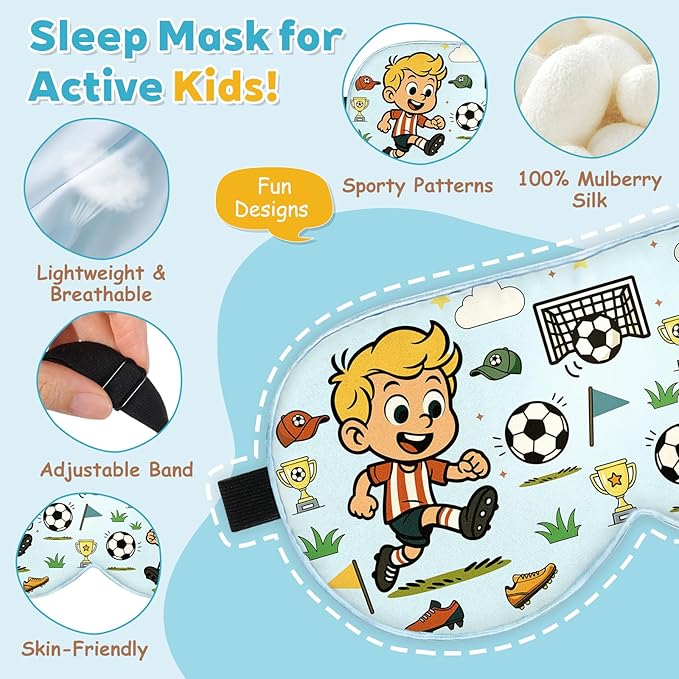 Kids Silk Sleep Mask – 100% Mulberry Silk Eye Cover, Kid Eye Mask - Image 2