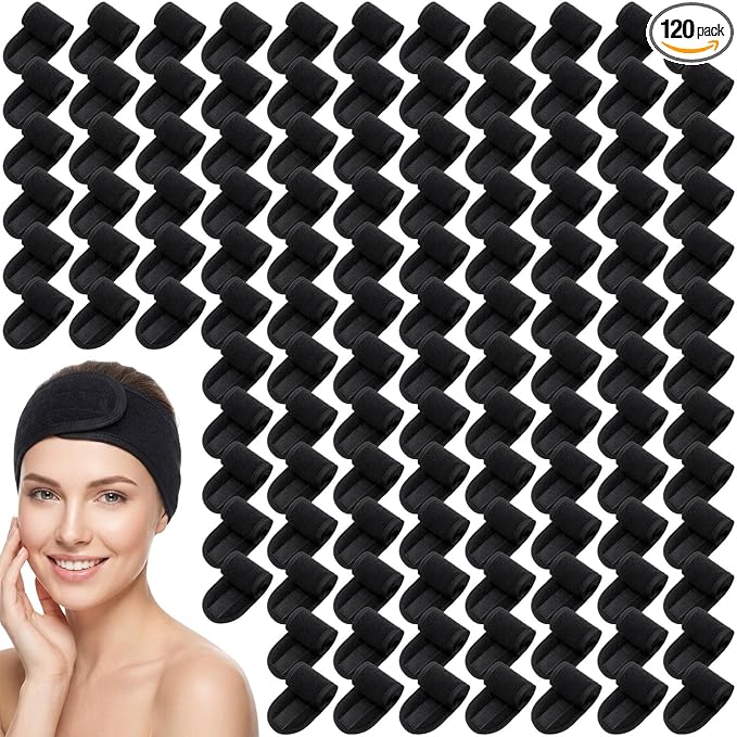 Tigeen 120 Pcs Spa Headband Facial Headbands Bulk Adjustable Hair Wraps by Tigeen