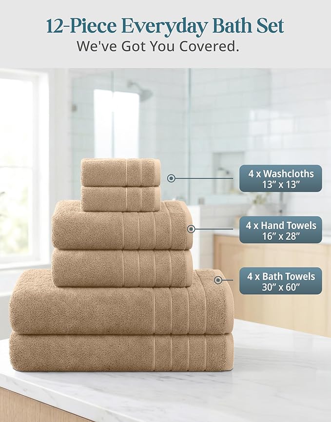 Casa Platino 12 Pcs Premium Cotton Towel Set - Image 3