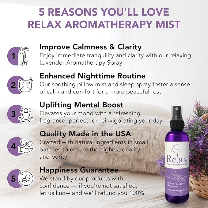 Relax Lavender Spray for Sleep, Natural Linen Spray for Bedding, Perfect - Image 2