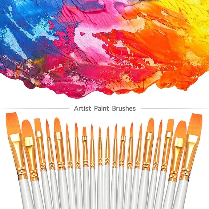 BOSOBO Paint Brushes Set, 6 Pack 60 Pcs Round Pointed Tip Paintbrushes Nylon - Image 2