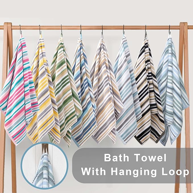Luxury Black Striped 6-Piece Towel Set - Image 5