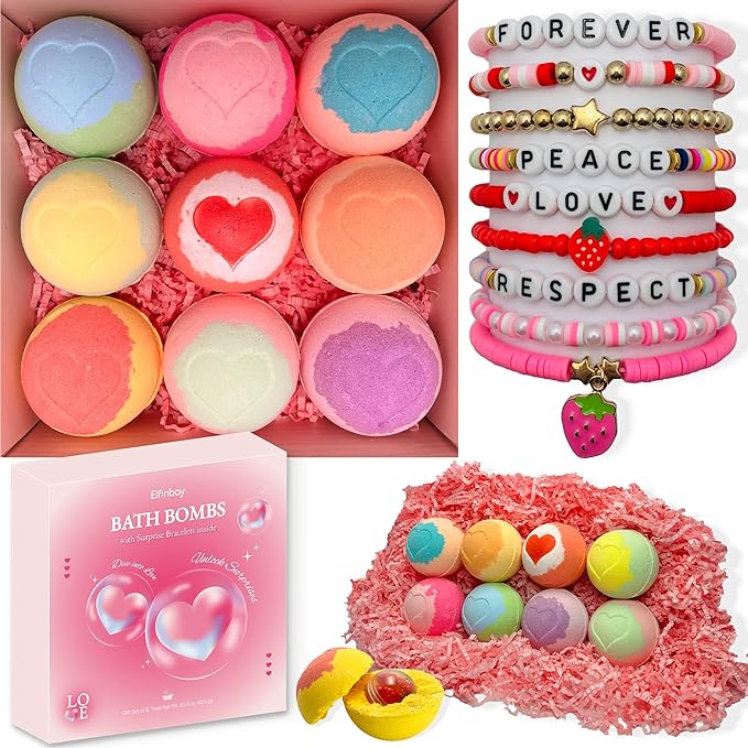 Bath Bombs for Kids with Surprise Inside, 9 Heart Imprint Kids Bath Bombs for by Unknown
