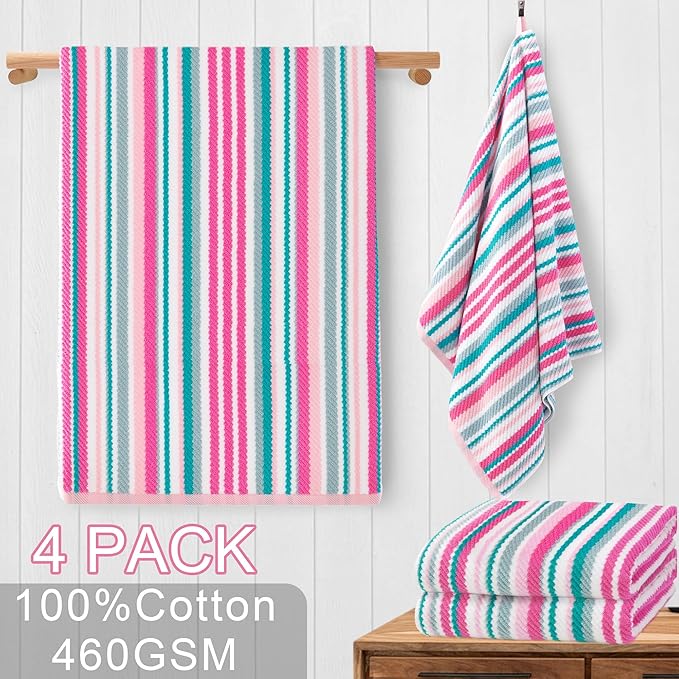 VOOVA & MOVAS Cotton Bath Towels Set of 4, Soft & Absobent & Lightweight - Image 2